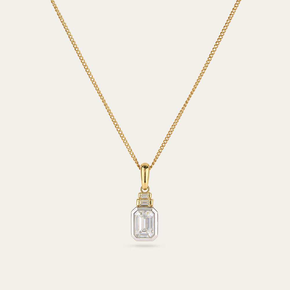 ${productbrand} 9ct Yellow & White Gold 0.75ct Lab Grown Bezel Set Diamond Pendant